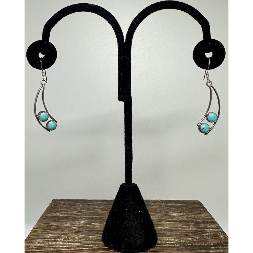Handmade 925 Sterling Silver Turquoise Drop/Dangle Hook Earrings